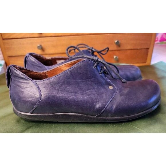 SERGIO TOMANI Smoky Blue Leather Lace Up Shoes Rubber Soles Sz 6-6.5 Columbia - Picture 5 of 9